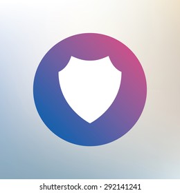 Shield sign icon. Protection symbol. Icon on blurred background. Vector