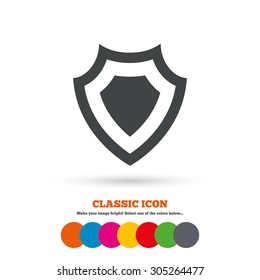 Shield sign icon. Protection symbol. Classic flat icon. Colored circles. Vector