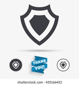 Shield sign icon. Protection symbol. Flat icons. Buttons with icons. Thank you ribbon. Vector