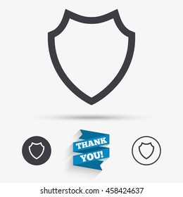 Shield sign icon. Protection symbol. Flat icons. Buttons with icons. Thank you ribbon. Vector