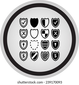 Shield sign icons, vector illustration. Flat design style