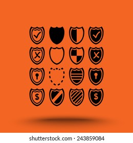 Shield sign icons, vector illustration. Flat design style