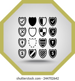 Shield sign icons, vector illustration. Flat design style