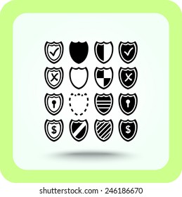 Shield sign icons, vector illustration. Flat design style