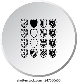 Shield sign icons, vector illustration. Flat design style