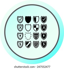 Shield sign icons, vector illustration. Flat design style