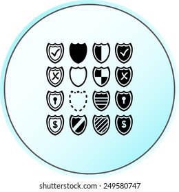Shield sign icons, vector illustration. Flat design style