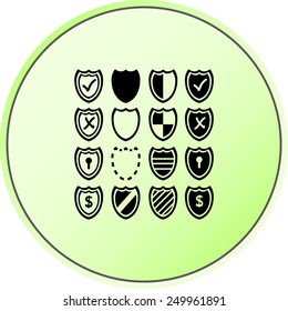 Shield sign icons, vector illustration. Flat design style
