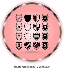 Shield sign icons, vector illustration. Flat design style