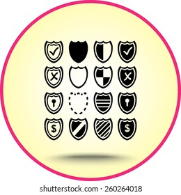 Shield sign icons, vector illustration. Flat design style
