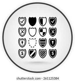 Shield sign icons, vector illustration. Flat design style