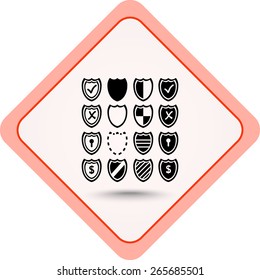 Shield sign icons, vector illustration. Flat design style
