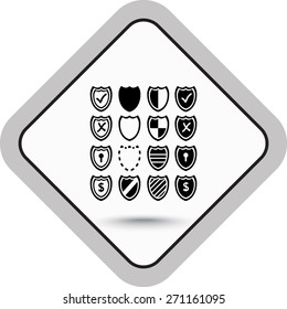 Shield sign icons, vector illustration. Flat design style