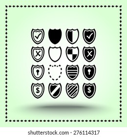 Shield sign icons, vector illustration. Flat design style