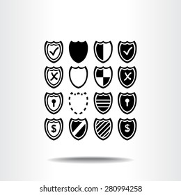 Shield sign icons, vector illustration. Flat design style