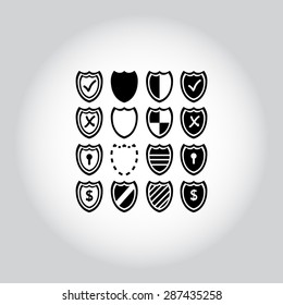 Shield sign icons, vector illustration. Flat design style