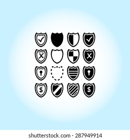 Shield sign icons, vector illustration. Flat design style
