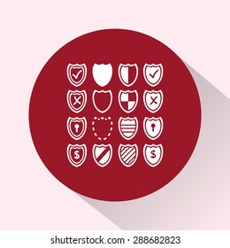 Shield sign icons, vector illustration. Flat design style