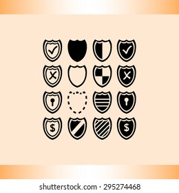 Shield sign icons, vector illustration. Flat design style