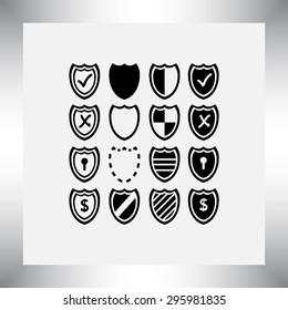 Shield sign icons, vector illustration. Flat design style