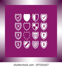Shield sign icons, vector illustration. Flat design style