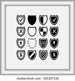Shield sign icons, vector illustration. Flat design style