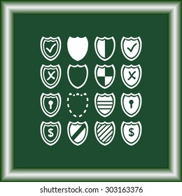 Shield sign icons, vector illustration. Flat design style