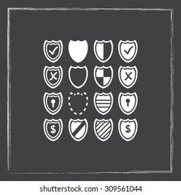 Shield sign icons, vector illustration. Flat design style