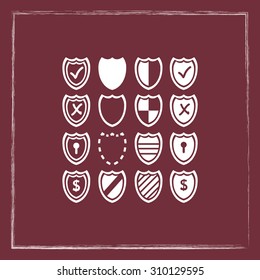 Shield sign icons, vector illustration. Flat design style