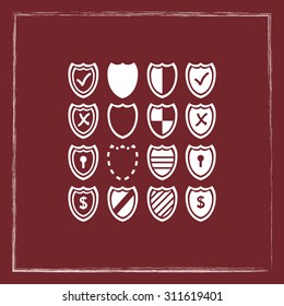 Shield sign icons, vector illustration. Flat design style