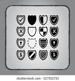 Shield sign icons, vector illustration. Flat design style