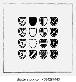 Shield sign icons, vector illustration. Flat design style