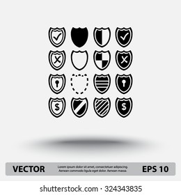 Shield sign icons, vector illustration. Flat design style
