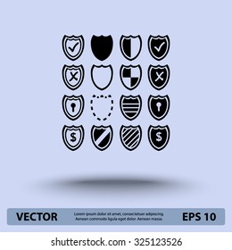 Shield sign icons, vector illustration. Flat design style
