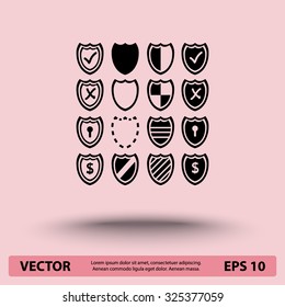 Shield sign icons, vector illustration. Flat design style