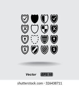 Shield sign icons, vector illustration. Flat design style
