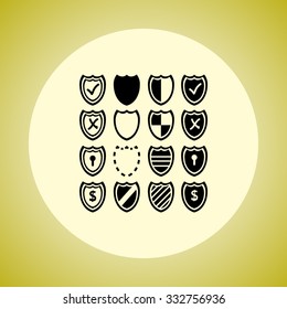 Shield sign icons, vector illustration. Flat design style