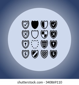 Shield sign icons, vector illustration. Flat design style