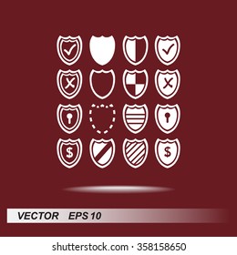 Shield sign icons, vector illustration. Flat design style