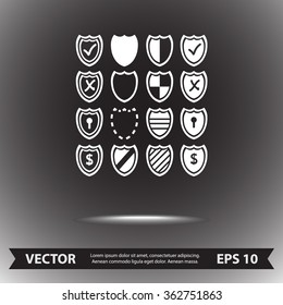 Shield sign icons, vector illustration. Flat design style