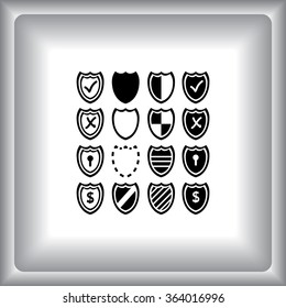 Shield sign icons, vector illustration. Flat design style