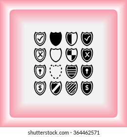 Shield sign icons, vector illustration. Flat design style
