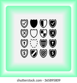 Shield sign icons, vector illustration. Flat design style