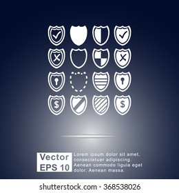 Shield sign icons, vector illustration. Flat design style