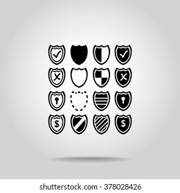 Shield sign icons, vector illustration. Flat design style