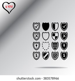 Shield sign icons, vector illustration. Flat design style