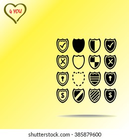 Shield sign icons, vector illustration. Flat design style