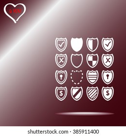 Shield sign icons, vector illustration. Flat design style