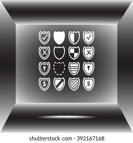 Shield sign icons, vector illustration. Flat design style