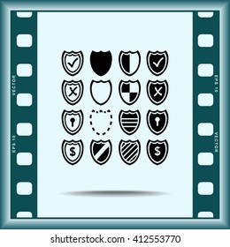 Shield sign icons, vector illustration. Flat design style